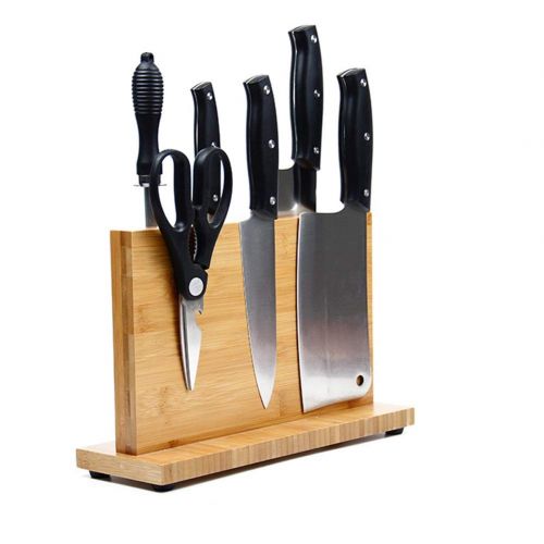  WOOYAN Magnetic Knife Block Kitchen Knife Block Wooden Magnetic Knife Holder Bamboo Knife Stand Knife Dock