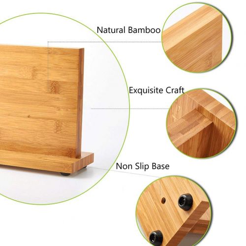  WOOYAN Magnetic Knife Block Kitchen Knife Block Wooden Magnetic Knife Holder Bamboo Knife Stand Knife Dock