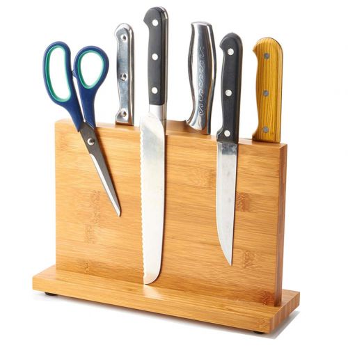  WOOYAN Magnetic Knife Block Kitchen Knife Block Wooden Magnetic Knife Holder Bamboo Knife Stand Knife Dock