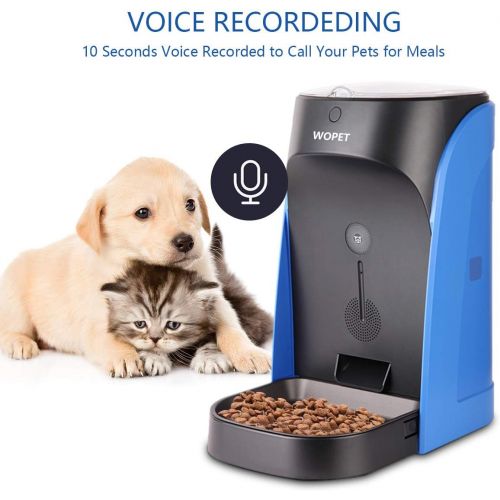  [아마존 핫딜] [아마존핫딜]WOPET Automatic Pet Feeder Stainless Steel Bowl with Portion Control,Dog and Cat Feeder with Voice Recorder & Speaker-Timer Programmer up to 4 Meals a Day (Blue)