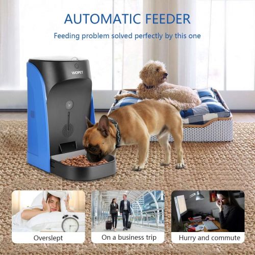  [아마존 핫딜] [아마존핫딜]WOPET Automatic Pet Feeder Stainless Steel Bowl with Portion Control,Dog and Cat Feeder with Voice Recorder & Speaker-Timer Programmer up to 4 Meals a Day (Blue)