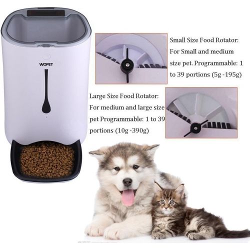  [아마존 핫딜] [아마존핫딜]WOPET Automatic Pet Feeder Food Dispenser for Cats and DogsFeatures: Distribution Alarms, Portion Control, Voice Recorder, Programmable Timer for up to 4 Meals per Day