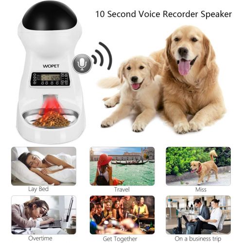  [아마존 핫딜] WOPET Pet Feeder Stainless Steel Bowl,Automatic Dog and Cat Feeder Food Dispenser with Timer Programmable, Distribution Alarms,Portion Control,Voice Recording Up to 4 Meals a Day