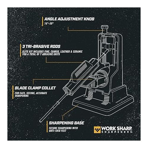  Work Sharp Precision Adjust Elite - Adjustable Knife Sharpening System - For Hunting, Serrated & Kitchen Knives