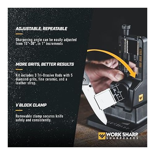  Work Sharp Precision Adjust Elite - Adjustable Knife Sharpening System - For Hunting, Serrated & Kitchen Knives