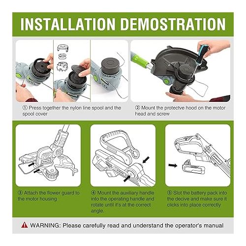  WORKPRO 20V Cordless String Trimmer/Edger, 12-inch, with 2Ah Lithium-Ion Battery, 1 Hour Quick Charger, 16.4ft Trimmer Line Included