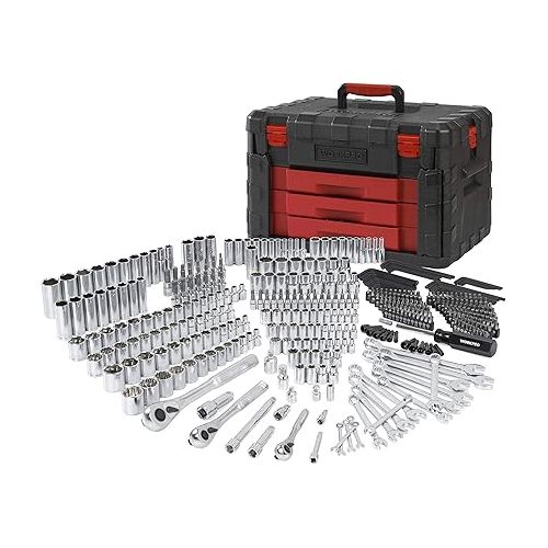  WORKPRO 450-Piece Mechanics Tool Set, Universal Professional Tool Kit with Heavy Duty Case Box