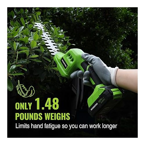  WORKPRO 20V Cordless Grass Shear & Shrubbery Trimmer-2 in 1 Handheld Hedge Trimmer, Electric Grass Trimmer Hedge Shear/Grass Cutter with 2.0Ah Rechargeable Lithium-Ion Battery and 1 Hour Fast Charger