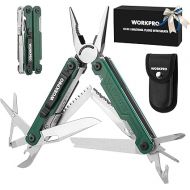 WORKPRO 18-in-1 Multi Tool Pliers, Stainless Steel EDC Multitool with Pocket Knife, 2 Safety Locks, Belt Clip and Oxford Pouch, Multipurpose Utility Multiuse Tool for Camping Outdoor Activities