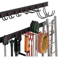 WORKPRO Garage Storage, Garden Tool Organizer Wall Mount 64 Inch with 8 Adjustable Hooks and Hangers, 4 Rails Steel Heavy Duty Tool Rack Holder