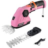WORKPRO Pink Cordless Grass Shear & Shrubbery Trimmer - 2 in 1 Handheld Hedge Trimmer 7.2V Electric Grass Trimmer Hedge Shears/Grass Cutter 2.0Ah Rechargeable Lithium-Ion Battery - Pink Ribbon