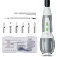 WORKPRO Electric Cordless Screwdriver Set - 4V USB Rechargeable Lithium-ion Battery Screwdriver Kit with LED Light - Small Screwdriver with 7pcs Bits for Home, Office, Apartment - White