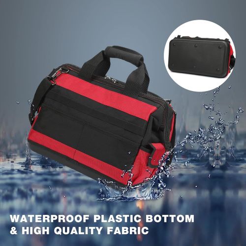  [아마존베스트]WORKPRO 16 Top Wide Mouth Tool Bag with Water Proof Rubber Base, Multi-Compartment, 46 Pockets, For Tool Organizer & Storage, W081122A