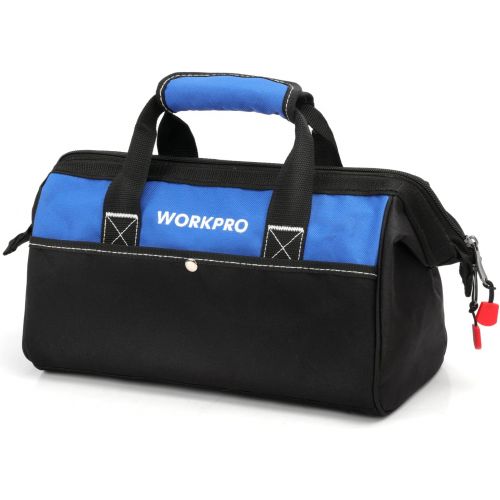  WORKPRO 13-inch Tool Bag, Wide Mouth Tool Tote Bag with Inside Pockets for Tool Storage