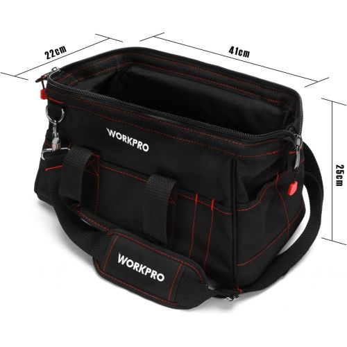  WORKPRO 16-inch Close Top Wide Mouth Tool Storage Bag with Water Proof Rubber Base, W081022A, 16