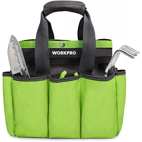  WORKPRO Garden Tool Bag, Garden Tote Storage Bag with 8 Pockets, Home Organizer for Indoor and Outdoor Gardening, Garden Tool Kit Holder (Tools NOT Included), 12 x 12 x 6