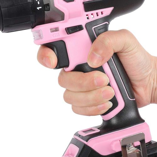  WORKPRO Pink Cordless 20V Lithium-ion Drill Driver Set (1.5Ah),1 Battery, Charger and Storage Bag Included