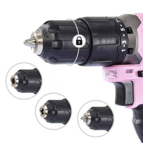  WORKPRO Pink Cordless 20V Lithium-ion Drill Driver Set (1.5Ah),1 Battery, Charger and Storage Bag Included