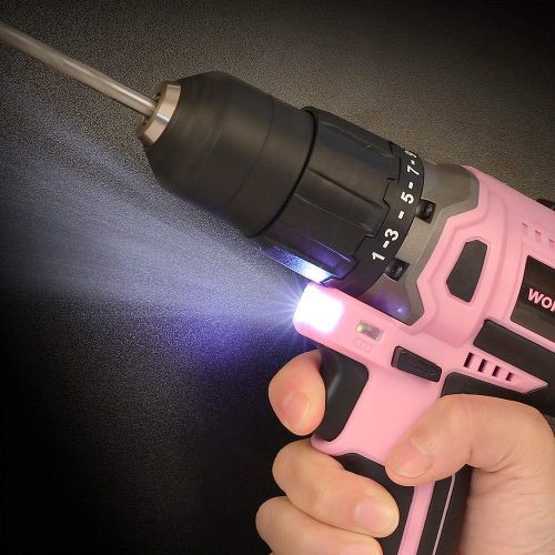  WORKPRO Pink Cordless 20V Lithium-ion Drill Driver Set (1.5Ah),1 Battery, Charger and Storage Bag Included