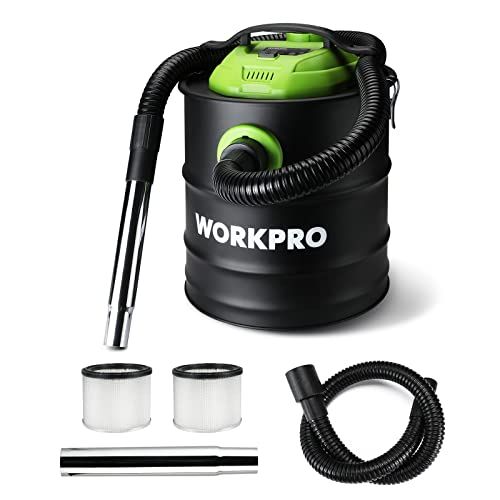  WORKPRO 5.2 Gallon Ash Vacuum, 5.5 Peak Horsepower Ash Vac Cleaner with HEPA Filter, Hose and Accessories for Fireplaces, Wood Burning Stoves, Bonfire Pits, and Pellet Stoves