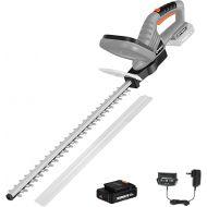 WORKSITE 20V Hedge Trimmer Cordless, Lightweight Bush Trimmer with 20-Inch Dual Steel Blade, Battery & Charger Included