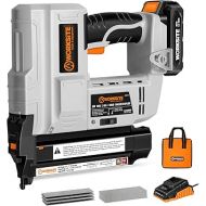 WORKSITE Cordless Brad Nailer, 18 Gauge 2 in 1 Cordless Nail Gun/Staple Gun with 2.0A Battery, Fast Charger, LED Light for Upholstery, Carpentry and Woodworking Projects