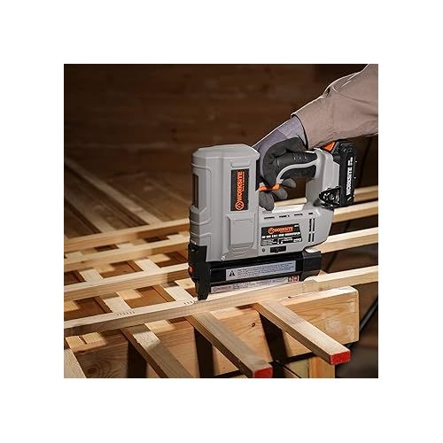  WORKSITE Cordless Brad Nailer, 18 Gauge 2 in 1 Cordless Nail Gun/Staple Gun with 2.0A Battery, Fast Charger, LED Light for Upholstery, Carpentry and Woodworking Projects