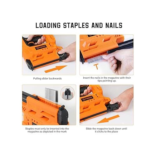  WORKSITE Cordless Brad Nailer 18 Gauge, Battery Powered Nail Staple Gun for Max 1-1/2” Thickness Soft Low Density Woodworking & DIY Projects, Only Compatible with 5/8