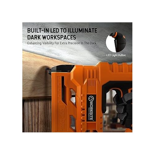  WORKSITE Cordless Brad Nailer 18 Gauge, Battery Powered Nail Staple Gun for Max 1-1/2” Thickness Soft Low Density Woodworking & DIY Projects, Only Compatible with 5/8
