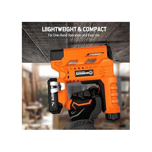  WORKSITE Cordless Brad Nailer 18 Gauge, Battery Powered Nail Staple Gun for Max 1-1/2” Thickness Soft Low Density Woodworking & DIY Projects, Only Compatible with 5/8