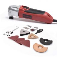 WORKSITE DMT123 Oscillating Multi-Tool with Carbide Grout Blade, Half Moon Saw Blade, Triangular Carbide Grit Rasp Blade, Rigid Scraper Blade, Triangular Sanding Pad for Shoveling,