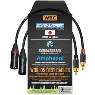WORLDS BEST CABLES 0.5 Foot - RCA to XLR (Male) Cable Pair - Canare L-4E6S Star-Quad Audio Interconnect Cable & Amphenol ACPL RCA & Neutrik Male XLR Gold Plugs - Custom Made