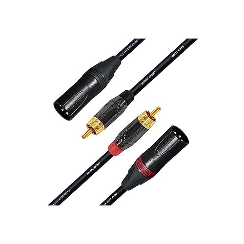  WORLDS BEST CABLES 0.5 Foot - RCA to XLR (Male) Cable Pair - Canare L-4E6S Star-Quad Audio Interconnect Cable & Amphenol ACPL RCA & Neutrik Male XLR Gold Plugs - Custom Made
