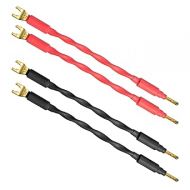 WORLDS BEST CABLES 4 Units - 6 Inch - Canare 4S11 - Audiophile Grade - 11AWG - HiFi Speaker Jumper Cable Terminated with Gold Banana to Spade Connectors