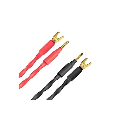  WORLDS BEST CABLES 4 Units - 6 Inch - Canare 4S11 - Audiophile Grade - 11AWG - HiFi Speaker Jumper Cable Terminated with Gold Banana to Spade Connectors