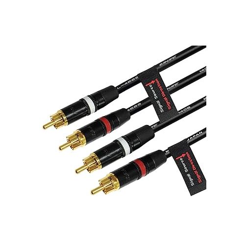  WORLDS BEST CABLES 2 Foot RCA Cable Pair - Made with Canare L-4E6S, Star Quad, Audio Interconnect Cable and Neutrik-Rean NYS Gold RCA Connectors - Directional Design - Custom Made