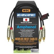 WORLDS BEST CABLES 1 Foot RCA Cable Pair - Made with Canare L-4E6S, Star Quad, Audio Interconnect Cable and Amphenol ACPR Gold RCA Connectors - Directional Design - Custom Made