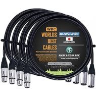 WORLDS BEST CABLES 4 Units - 2 Foot - Quad Balanced Microphone Cable Custom Made Using Canare L-4E6S Wire and Neutrik Silver NC3MXX Male & NC3FXX Female XLR Plugs