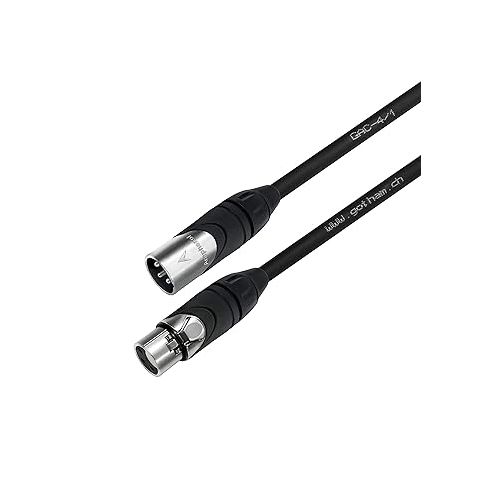  WORLDS BEST CABLES 4 Units - 20 Foot - Gotham GAC-4/1 (Black) - Star Quad, Dual Shielded Balanced Male to Female Microphone Cables with Amphenol AX3M & AX3F Silver XLR Connectors - Custom Made