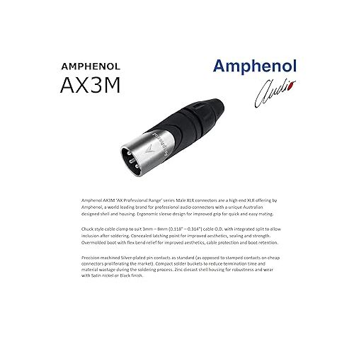  WORLDS BEST CABLES 4 Units - 20 Foot - Gotham GAC-4/1 (Black) - Star Quad, Dual Shielded Balanced Male to Female Microphone Cables with Amphenol AX3M & AX3F Silver XLR Connectors - Custom Made