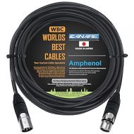 WORLDS BEST CABLES 25 Foot - Canare L-4E6S, Star Quad Balanced Male to Female Microphone Cables with Amphenol AX3M & AX3F Silver XLR Connectors - Custom Made
