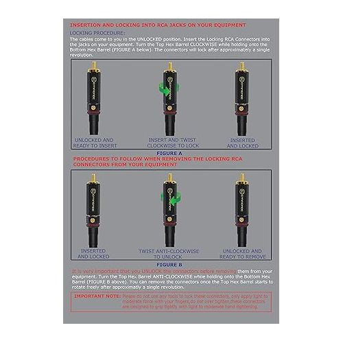  WORLDS BEST CABLES 4 Foot RCA Cable Pair - Canare L-4E6S, Star Quad, Audio Interconnect Cable with Premium Gold Plated Locking RCA Connectors - Directional - Custom Made