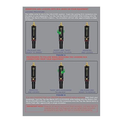  WORLDS BEST CABLES 4 Foot RCA Cable Pair - Canare L-4E6S, Star Quad, Audio Interconnect Cable with Premium Gold Plated Locking RCA Connectors - Directional - Custom Made