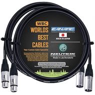 WORLDS BEST CABLES 2 Units - 2 Foot - Quad Balanced Microphone Cable Custom Made Using Canare L-4E6S Wire and Neutrik Silver NC3MXX Male & NC3FXX Female XLR Plugs