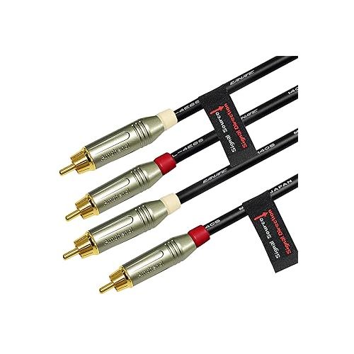  WORLDS BEST CABLES 2 Foot RCA Cable Pair - Made with Canare L-4E6S, Star Quad, Audio Interconnect Cable and Amphenol ACPR Gold RCA Connectors - Directional Design - Custom Made