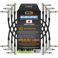 WORLDS BEST CABLES 6 Units - Canare GS-6-4 Inch - Guitar Bass Effects Instrument, Patch Cable with ¼ Inch (6.35mm) Low-Profile, Right Angled Pancake Type TS Connectors - Custom Made by WORLDS BEST CA