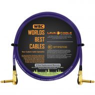 WORLDS BEST CABLES 3 Foot - Lava Mini Ultramafic (Purple) - Guitar Bass Effects Instrument, Patch Cable w/Premium Gold Plated ¼ Inch (6.35mm) Low-Profile, Right Angled Pancake Type TS Connectors