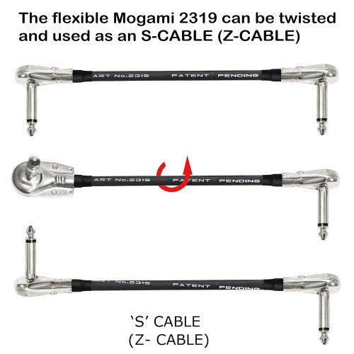  4 Units - 10 Inch - Pedal, Effects, Patch, Instrument Cable Custom Made by WORLDS BEST CABLES  Made Using Mogami 2319 Wire and Eminence Nickel Plated ¼ inch (6.35mm) R/A Pancake T