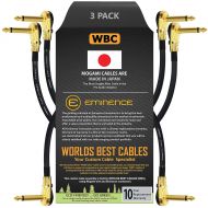 3 Units - 10 Inch - Pedal, Effects, Patch, Instrument Cable Custom Made by WORLDS BEST CABLES  Made Using Mogami 2524 Wire and Eminence Gold Plated ¼ inch (6.35mm) R/A Pancake Typ