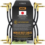 4 Units - 6 Inch - Pedal, Effects, Patch, Instrument Cable Custom Made by WORLDS BEST CABLES  Made Using Mogami 2524 Wire and Eminence Gold Plated ¼ inch (6.35mm) R/A Pancake Type